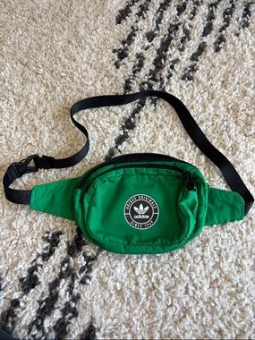 adidas Originals Green Trefoil Waist Bag with Black Strap